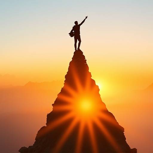 Person reaching the summit of a mountain